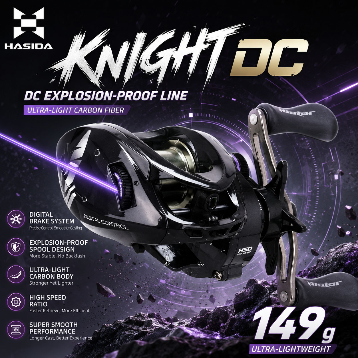 Spincast Reel - HASIDA Knight DC Kołowrotek Baitcastingowy z